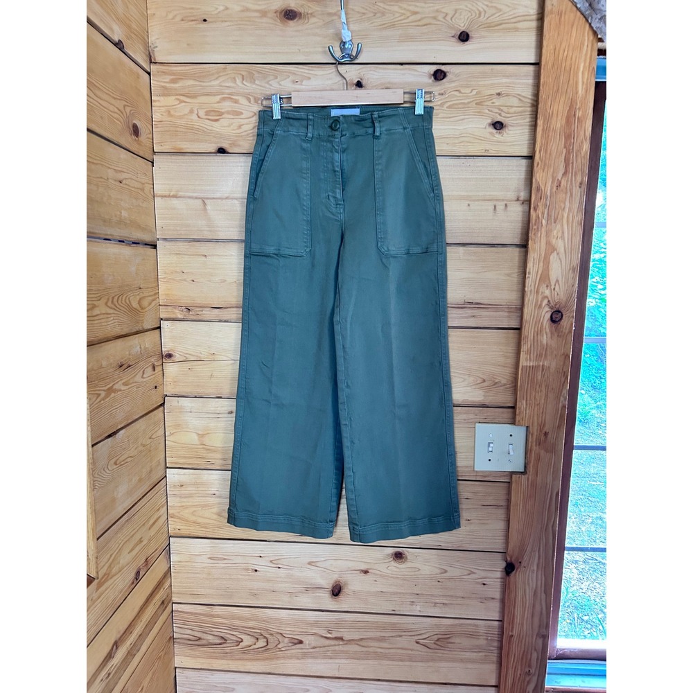 Everlane Wide Leg Crop Utility Pants Womens Size 4 Olive Green High Waist Canvas